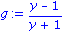 g := (y-1)/(y+1)
