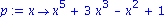 p := proc (x) options operator, arrow; x^5+3*x^3-x^2+1 end proc