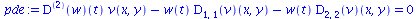 `+`(`*`(((`@@`(D, 2))(w))(t), `*`(v(x, y))), `-`(`*`(w(t), `*`((D[1, 1](v))(x, y)))), `-`(`*`(w(t), `*`((D[2, 2](v))(x, y))))) = 0