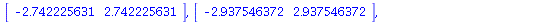 [array( 1 .. 2, [( 1 ) = -1., ( 2 ) = 1. ] ), array( 1 .. 2, [( 1 ) = -2., ( 2 ) = 2. ] ), array( 1 .. 2, [( 1 ) = -2.285714286, ( 2 ) = 2.285714286 ] ), array( 1 .. 2, [( 1 ) = -2.527614934, ( 2 ) = ...